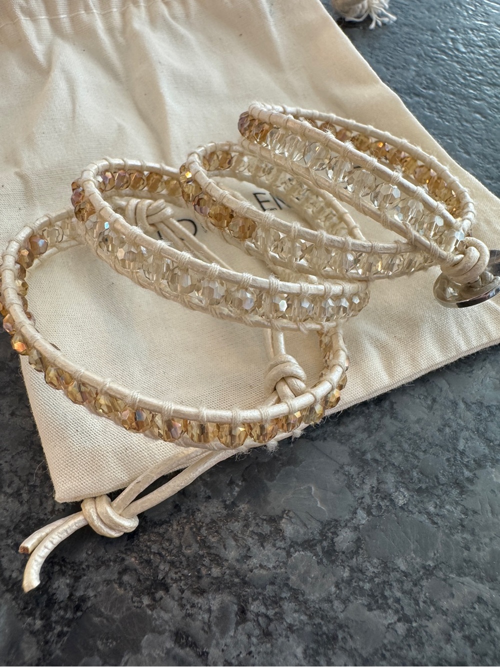 Victoria Emerson Cream Crystals on Ivory Wrap Bracelet
